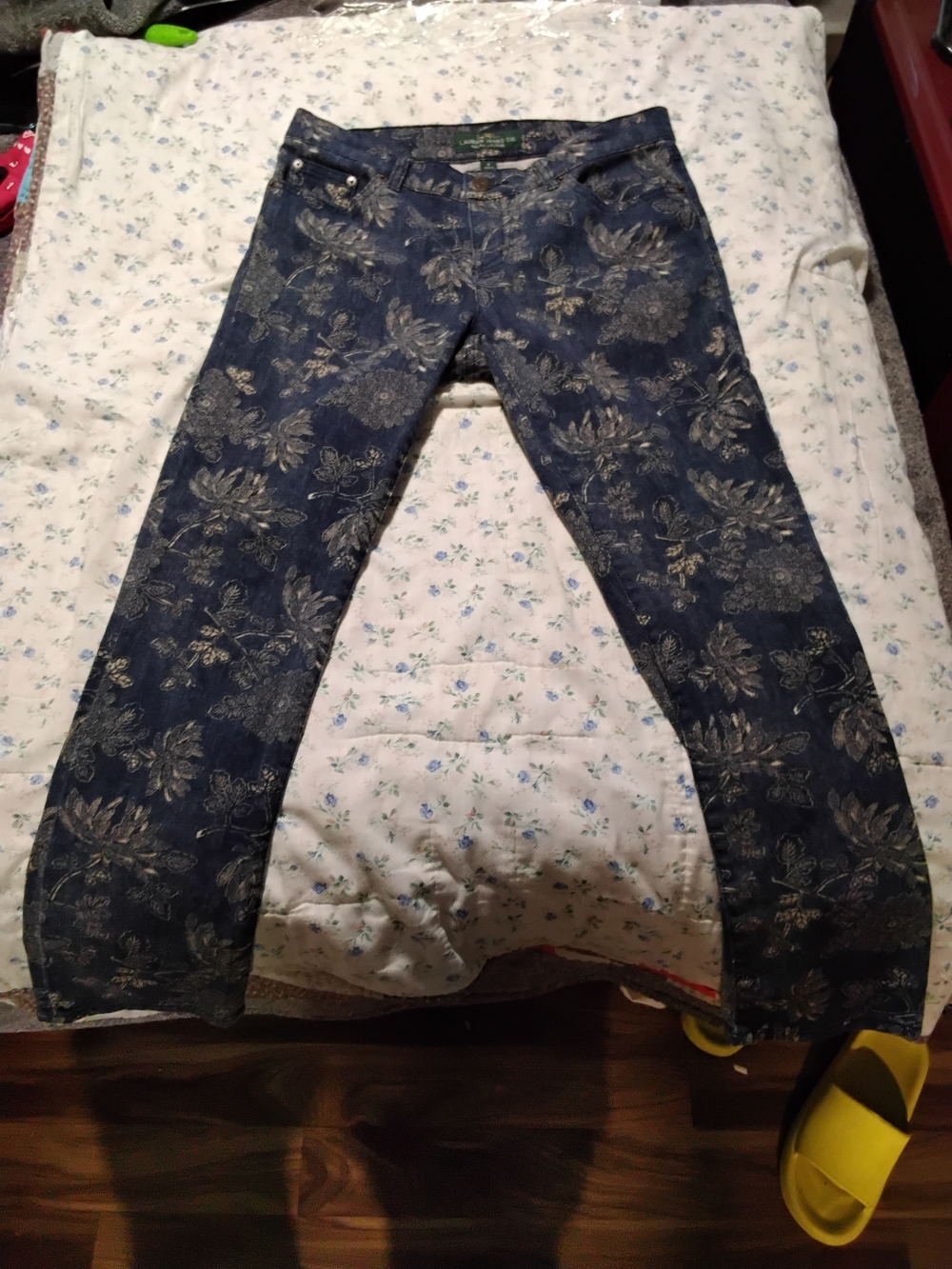 Lauren Ralph Lauren Dark Blue Floral Straight Leg Jeans
